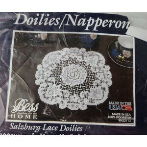 Salzburg Lace Doilies 2 in Set 9" Round White 100% Polyester Made In USA By Bess